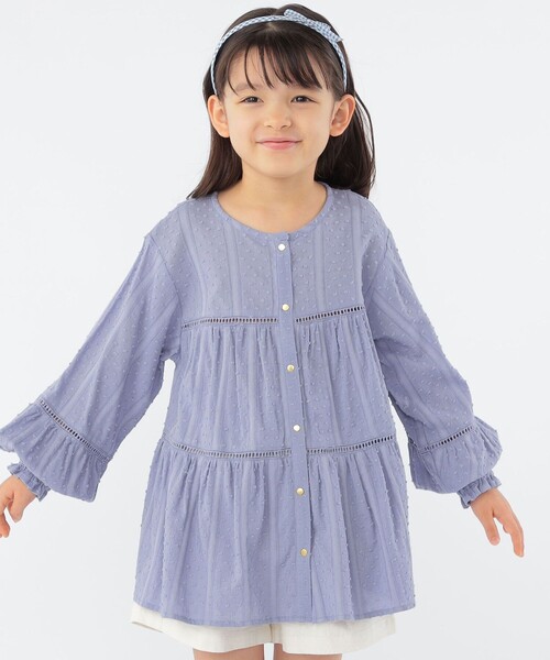 SHIPS(シップス)の「SHIPS KIDS:100~130cm / スナップ ボタン ティアード ブラウス(シャツ/ブラウス・キッズ・ライトブルー/ホワイト・100/110/120/130)」の5枚目の写真