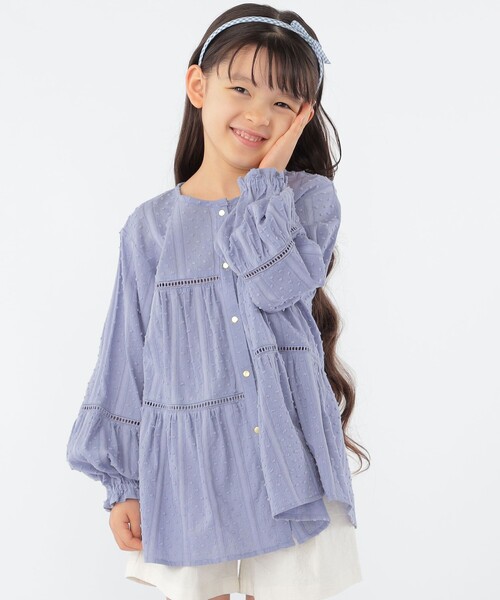 SHIPS(シップス)の「SHIPS KIDS:100~130cm / スナップ ボタン ティアード ブラウス(シャツ/ブラウス・キッズ・ライトブルー/ホワイト・100/110/120/130)」の6枚目の写真