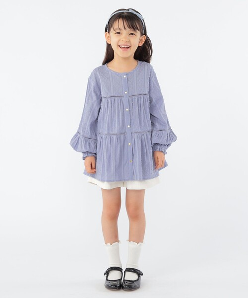 SHIPS(シップス)の「SHIPS KIDS:100~130cm / スナップ ボタン ティアード ブラウス(シャツ/ブラウス・キッズ・ライトブルー/ホワイト・100/110/120/130)」の7枚目の写真