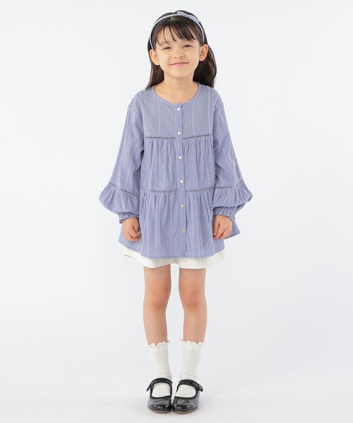 SHIPS(シップス)の「SHIPS KIDS:100~130cm / スナップ ボタン ティアード ブラウス(シャツ/ブラウス・キッズ・ライトブルー/ホワイト・100/110/120/130)」の8枚目の写真