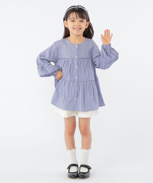 SHIPS(シップス)の「SHIPS KIDS:100~130cm / スナップ ボタン ティアード ブラウス(シャツ/ブラウス・キッズ・ライトブルー/ホワイト・100/110/120/130)」の9枚目の写真
