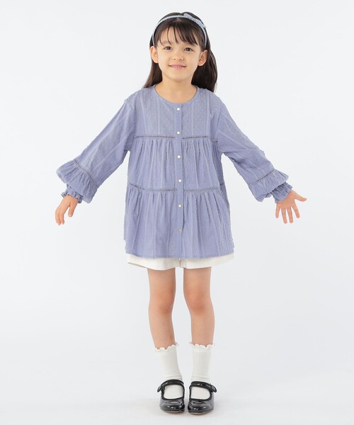 SHIPS(シップス)の「SHIPS KIDS:100~130cm / スナップ ボタン ティアード ブラウス(シャツ/ブラウス・キッズ・ライトブルー/ホワイト・100/110/120/130)」の11枚目の写真