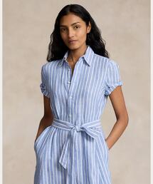ラルフローレン　リネンストライプシャツワンピース POLO RALPH LAUREN ラルフローレン リネン ロング シャツ