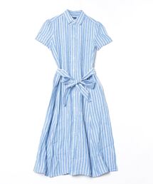 現行タグ⭐︎ポロラルフローレン リネン シャツワンピース ベルトリボン ストライプ ベルテッド ストライプド コットン シャツドレス （ロング