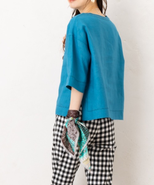 aunt lily(アントリリー)の「フレンチリネンギャザースリブ&レース切替プルオーバー(その他トップス・レディース・ターコイズブルー/キナリ/ピンク・7号/9号/11号/13号/15号)」の6枚目の写真
