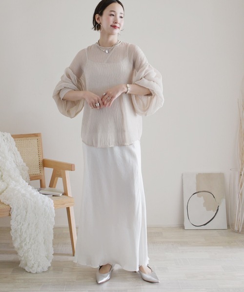 ECRIRE（エクリール）の「【ECRIRE by 陽】楊柳シアーブラウス（シャツ/ブラウス・レディース・ブラック/ベージュ・M）」の2枚目の写真