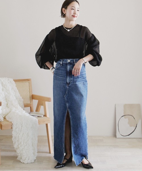 ECRIRE（エクリール）の「【ECRIRE by 陽】楊柳シアーブラウス（シャツ/ブラウス・レディース・ブラック/ベージュ・M）」の8枚目の写真