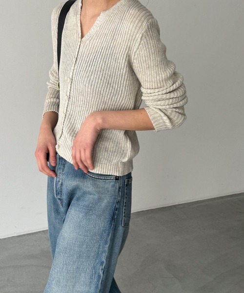 CANAL JEAN（キャナルジーン）の「El mar　リブスキッパーニットカーディガン（カーディガン/ボレロ・レディース・ベージュ/ブラック/アイボリー・ONE SIZE）」の14枚目の写真