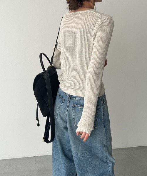 CANAL JEAN（キャナルジーン）の「El mar　リブスキッパーニットカーディガン（カーディガン/ボレロ・レディース・ベージュ/ブラック/アイボリー・ONE SIZE）」の15枚目の写真