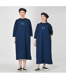 45R 裏毛のドレス（インディゴ濃）　フリーサイズ 45R（フォーティファイブアール）の「裏毛deレースドレス（インディゴ