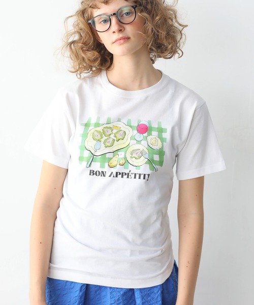 Kelen(ケレン)の「「KELEN/ケレン」シェフズディナープリントTシャツ / ARTI(Tシャツ/カットソー・レディース・オフホワイト/ライトベージュ/サックスブルー/ピンク・S/M)」の2枚目の写真