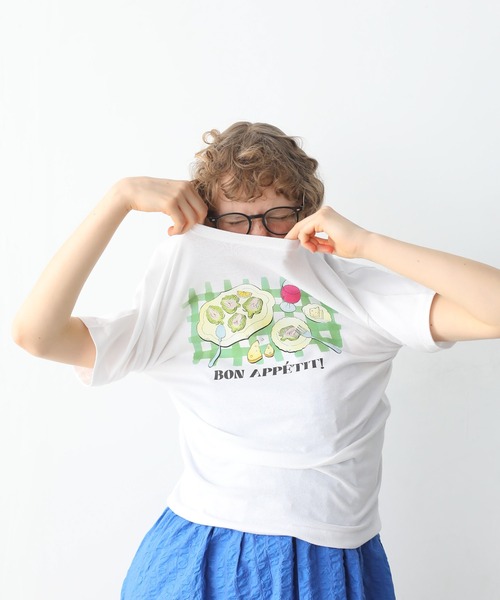 Kelen(ケレン)の「「KELEN/ケレン」シェフズディナープリントTシャツ / ARTI(Tシャツ/カットソー・レディース・オフホワイト/ライトベージュ/サックスブルー/ピンク・S/M)」の7枚目の写真