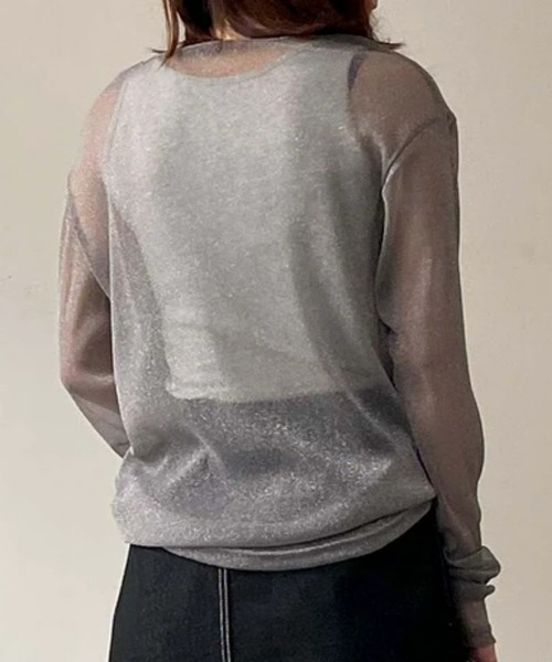 ANOTHER S(アナザーエス)の「シアーラメプルオーバー(Tシャツ/カットソー・レディース・オフホワイト/グレー/ブラック/ベージュ・FREE)」の10枚目の写真