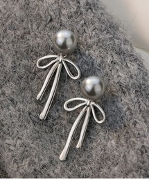 /バックドロップリボンパールピアス バレエコア