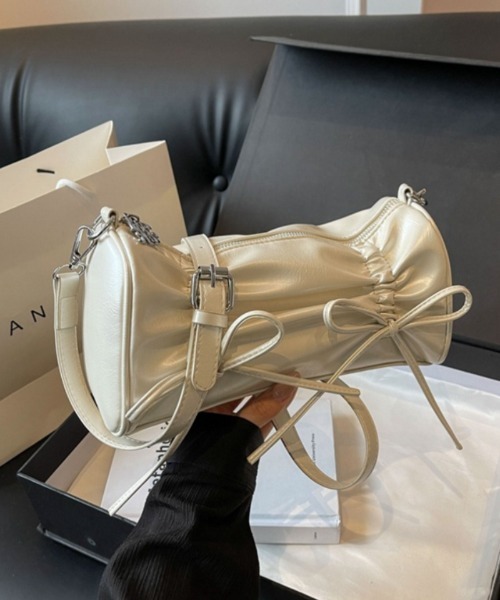 Ritzy(リッツィー)の「リボンデザイン ショルダーバッグ(ハンドバッグ・レディース・アイボリー/イエロー/シルバー/ピンク/ブラック・FREE)」の19枚目の写真