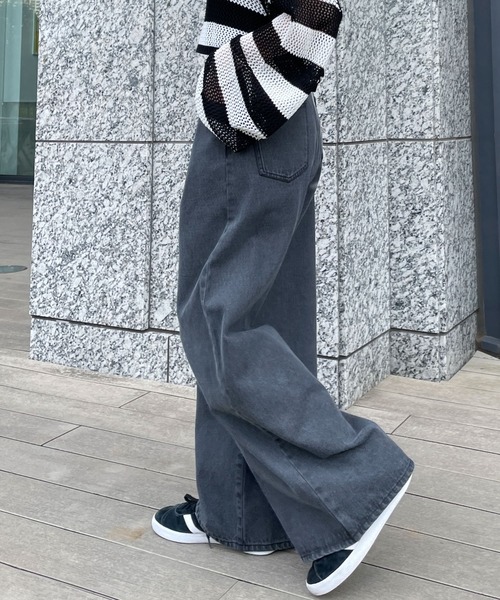WEGO(ウィゴー)の「■■■WEGO/ハートペイントフックワイドデニムパンツ■■■(デニムパンツ・レディース・ブラック/ライトインディゴブルー・SMALL/MEDIUM)」の9枚目の写真