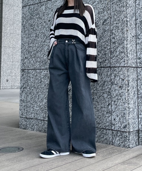 WEGO(ウィゴー)の「■■■WEGO/ハートペイントフックワイドデニムパンツ■■■(デニムパンツ・レディース・ブラック/ライトインディゴブルー・SMALL/MEDIUM)」の13枚目の写真
