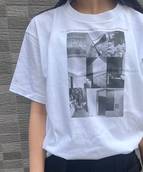 セール】モノクロフォトプリントTシャツ（Tシャツ/カットソー）｜fiere