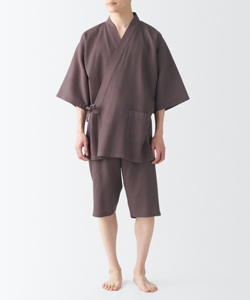 無印良品（ムジルシリョウヒン）の「紳士 リヨセル混 ワッフル織 甚平