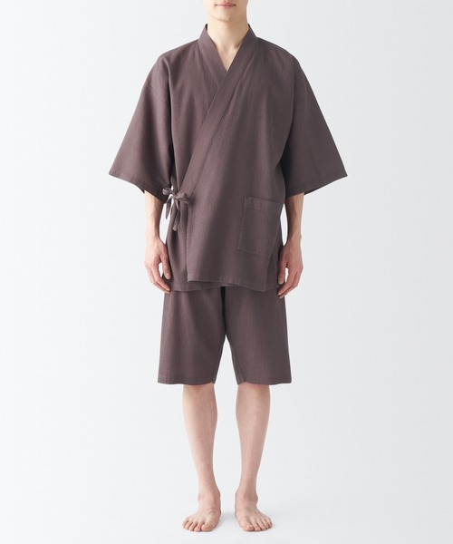 無印良品（ムジルシリョウヒン）の「紳士 リヨセル混 ワッフル織 甚平