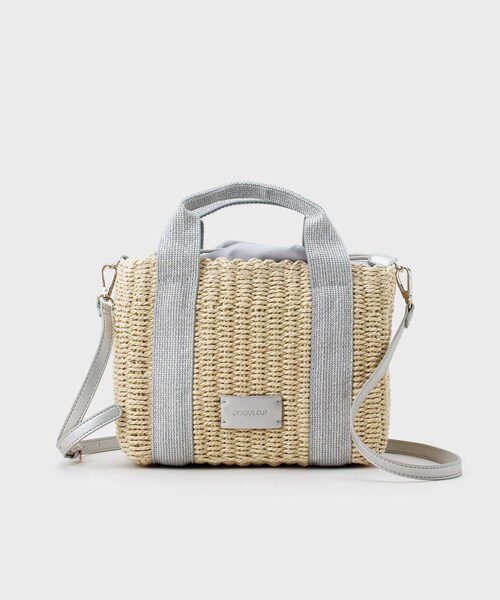 OPAQUE.CLIP(オペークドットクリップ)の「◆【2WAY】スクエアミドルペーパーかごバッグ(ショルダーバッグ・レディース・シルバー/ベージュ/ゴールド・00)」の2枚目の写真