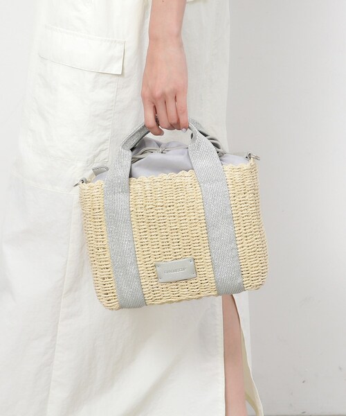 OPAQUE.CLIP(オペークドットクリップ)の「◆【2WAY】スクエアミドルペーパーかごバッグ(ショルダーバッグ・レディース・シルバー/ベージュ/ゴールド・00)」の15枚目の写真