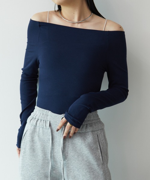 tシャツ オフショルダーロングスリーブトップス レディース オフショルダーロングスリーブTシャツ【メール便可／100】通販