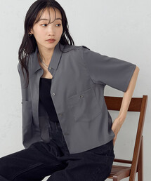 ストレッチポリエステルブロード クロップド 半袖シャツ