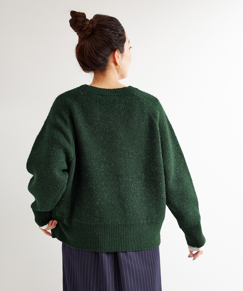 B.C STOCK(ベーセーストック)の「ビッグロゴWジャカードプルオーバー(ニット/セーター・レディース・ネイビー/グリーン/アイボリー・FREE)」の7枚目の写真