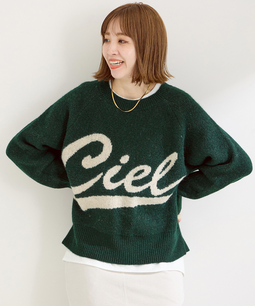 B.C STOCK(ベーセーストック)の「ビッグロゴWジャカードプルオーバー(ニット/セーター・レディース・ネイビー/グリーン/アイボリー・FREE)」の17枚目の写真
