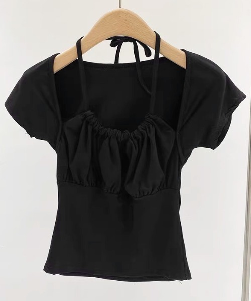 .KOM(ドットコム)の「A'GEM/9 × .kom 『.KOM/ドットケーオーエム』スクエアカラーホルターネック(Tシャツ/カットソー・レディース・ブラック/ホワイト・FREE)」の16枚目の写真