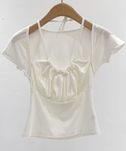 .KOM(ドットコム)の「A'GEM/9 × .kom 『.KOM/ドットケーオーエム』スクエアカラーホルターネック(Tシャツ/カットソー・レディース・ブラック/ホワイト・FREE)」の17枚目の写真