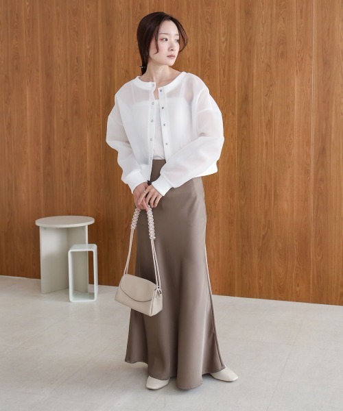 Bab（バブ）の「サテンナロースカート（スカート・レディース・ブラック/ベージュ/モカ・M/L）」の13枚目の写真