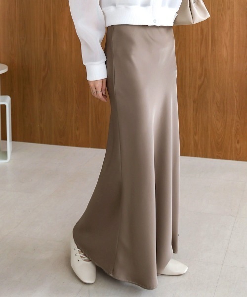 Bab（バブ）の「サテンナロースカート（スカート・レディース・ブラック/ベージュ/モカ・M/L）」の10枚目の写真