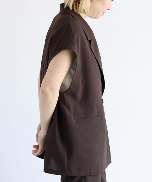 cepo（セポ）の「【速乾・イージーケア】フレンチテーラージャケット 《セットアップ可能》（テーラードジャケット・レディース・ブラウン/ブラック・M）」の11枚目の写真