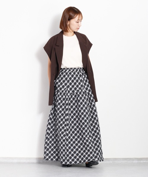 cepo（セポ）の「【速乾・イージーケア】フレンチテーラージャケット 《セットアップ可能》（テーラードジャケット・レディース・ブラウン/ブラック・M）」の8枚目の写真