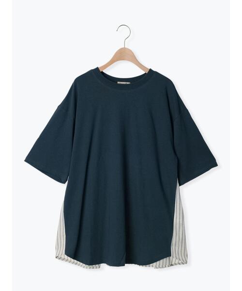 Samansa Mos2（サマンサ モスモス）の「後ろギャザー切替チュニックTシャツ（Tシャツ/カットソー・レディース・キナリ/グリーン/オフホワイト/チャコールグレー・F）」の21枚目の写真