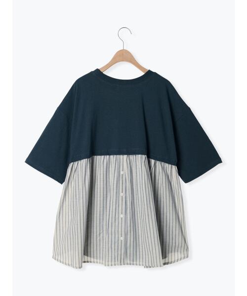 Samansa Mos2（サマンサ モスモス）の「後ろギャザー切替チュニックTシャツ（Tシャツ/カットソー・レディース・キナリ/グリーン/オフホワイト/チャコールグレー・F）」の20枚目の写真