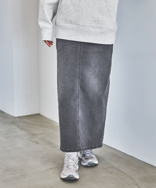 HEREIAM（ヘレイアム）の「【HEREIAM】アスレチックデニムナロースカート（デニムスカート・レディース・ブラック/インディゴブルー・MEDIUM/SMALL）」の2枚目の写真