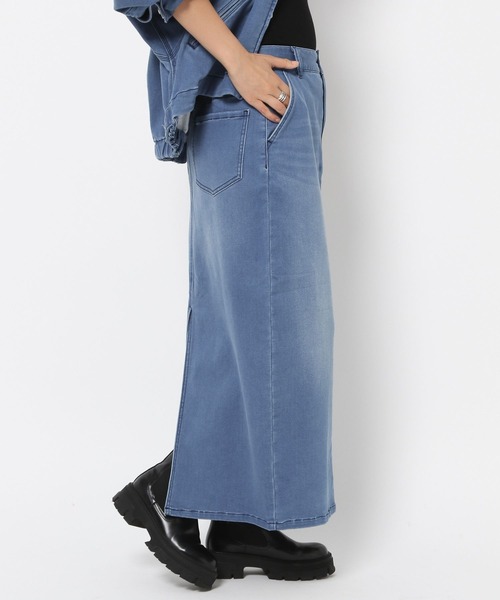 HEREIAM（ヘレイアム）の「【HEREIAM】アスレチックデニムナロースカート（デニムスカート・レディース・ブラック/インディゴブルー・MEDIUM/SMALL）」の16枚目の写真