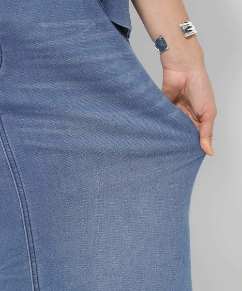 HEREIAM（ヘレイアム）の「【HEREIAM】アスレチックデニムナロースカート（デニムスカート・レディース・ブラック/インディゴブルー・MEDIUM/SMALL）」の14枚目の写真