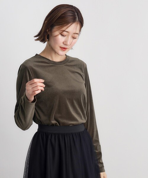 grove（グローブ）の「◆シアーカットベロアロンT（Tシャツ/カットソー・レディース・ブラック/ダークオリーブ・02/01/03/04/05）」の4枚目の写真