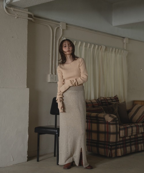 mideal long sleeve rib knit ロングスリーブリブニット long sleeve rib knit / ロングスリーブリブニット – favclo.