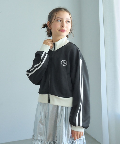 GLOBAL WORK（グローバルワーク）の「ショートトラックジャケット/137691（ジャージ・キッズ・アイボリー/ブラック・160cm/150cm/140cm/130cm）」の2枚目の写真