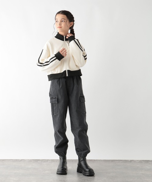 GLOBAL WORK（グローバルワーク）の「ショートトラックジャケット/137691（ジャージ・キッズ・アイボリー/ブラック・160cm/150cm/140cm/130cm）」の15枚目の写真
