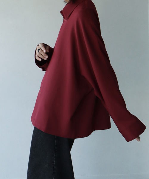 welise（ウェライズ）の「【welise/ウェライズ】リッチドレープスムース　長袖ワイドカフス オーバーサイズドルマンシャツ（シャツ/ブラウス・メンズ・ホワイト/ライトグレー/ブラック/ワイン/チャコールグレー/ダークブルー/ブラウン/ダークネイビー・S/M/L）」の21枚目の写真