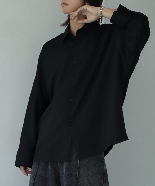 julius レーヨン コットン ドレープ シャツ 3 ブラック 879SHM2 JULIUS 22SS ヴィーナス ドレープ カットソー 変形 デザイン T