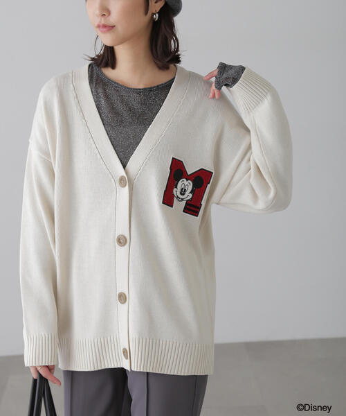 FREE'S MART(フリーズマート)の「〈ディズニーコレクション〉サガラワッペンニットカーディガン(カーディガン/ボレロ・レディース・グレー/ホワイト・FREE)」の1枚目の写真