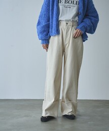 ロールアップワイドデニムパンツ