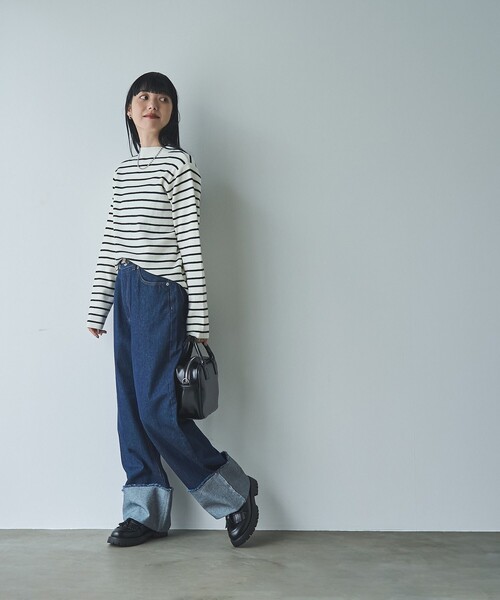 coen（コーエン）の「ロールアップワイドデニムパンツ（デニムパンツ・レディース・コバルトブルー/ブラック/ナチュラル・L/M/S）」の19枚目の写真